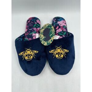 Bridgerton Izzy & Liv Bee Slippers Enchanting Navy Blue Floral Size 6 NWT